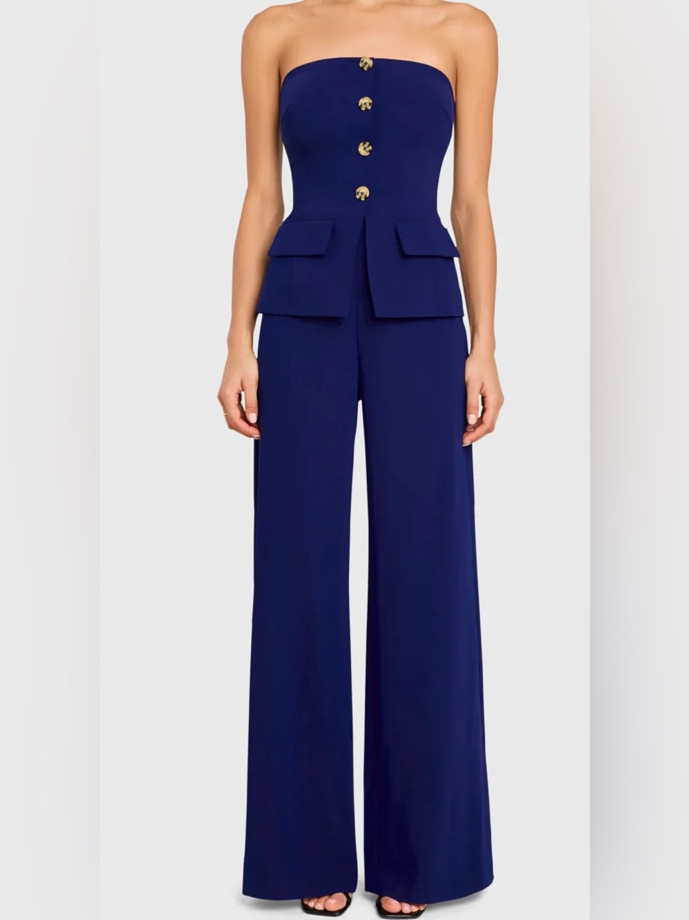 Strapless Wide-Leg Jumpsuit in Navy